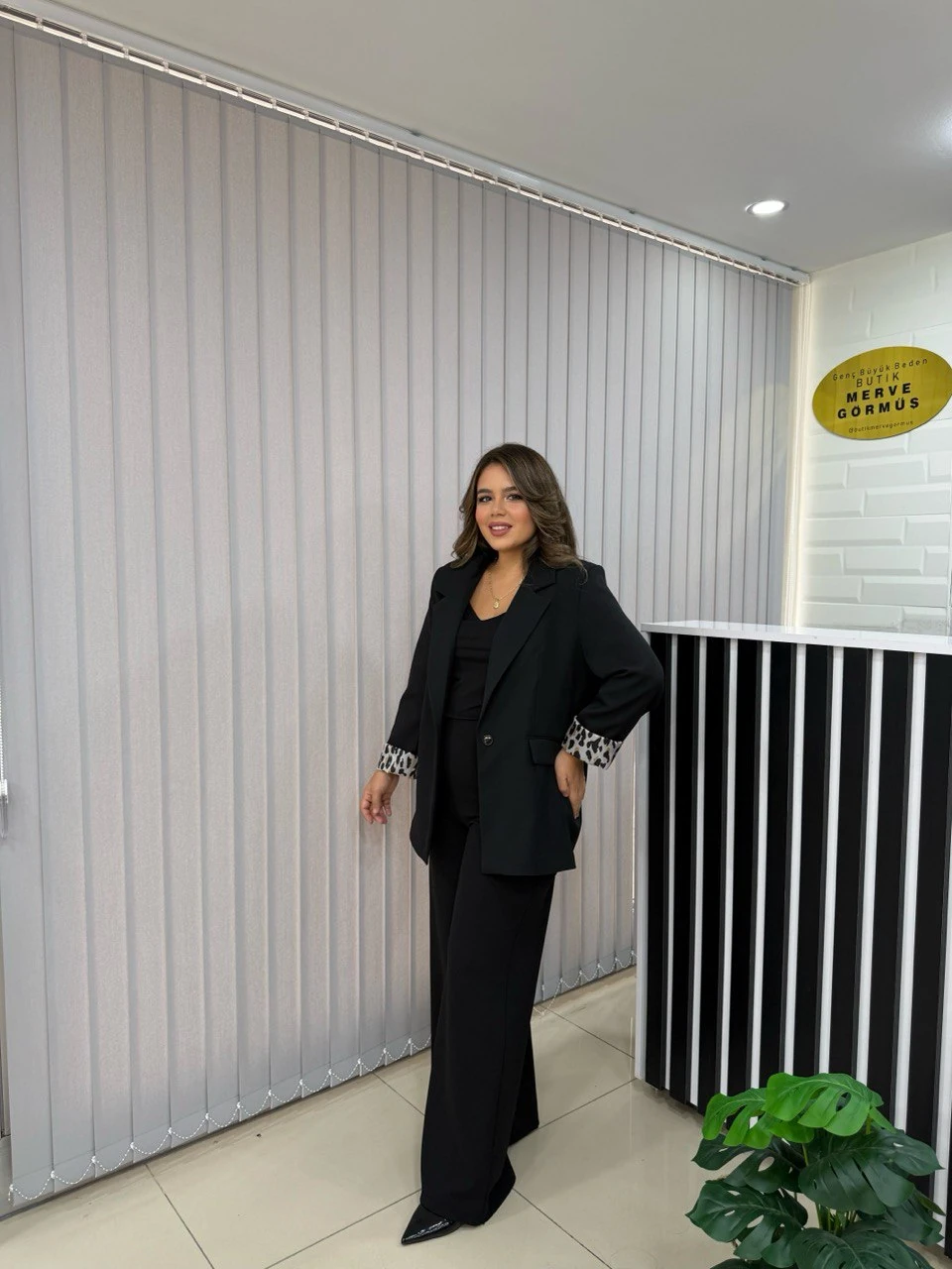 Leopar Detaylı Blazer Ceket