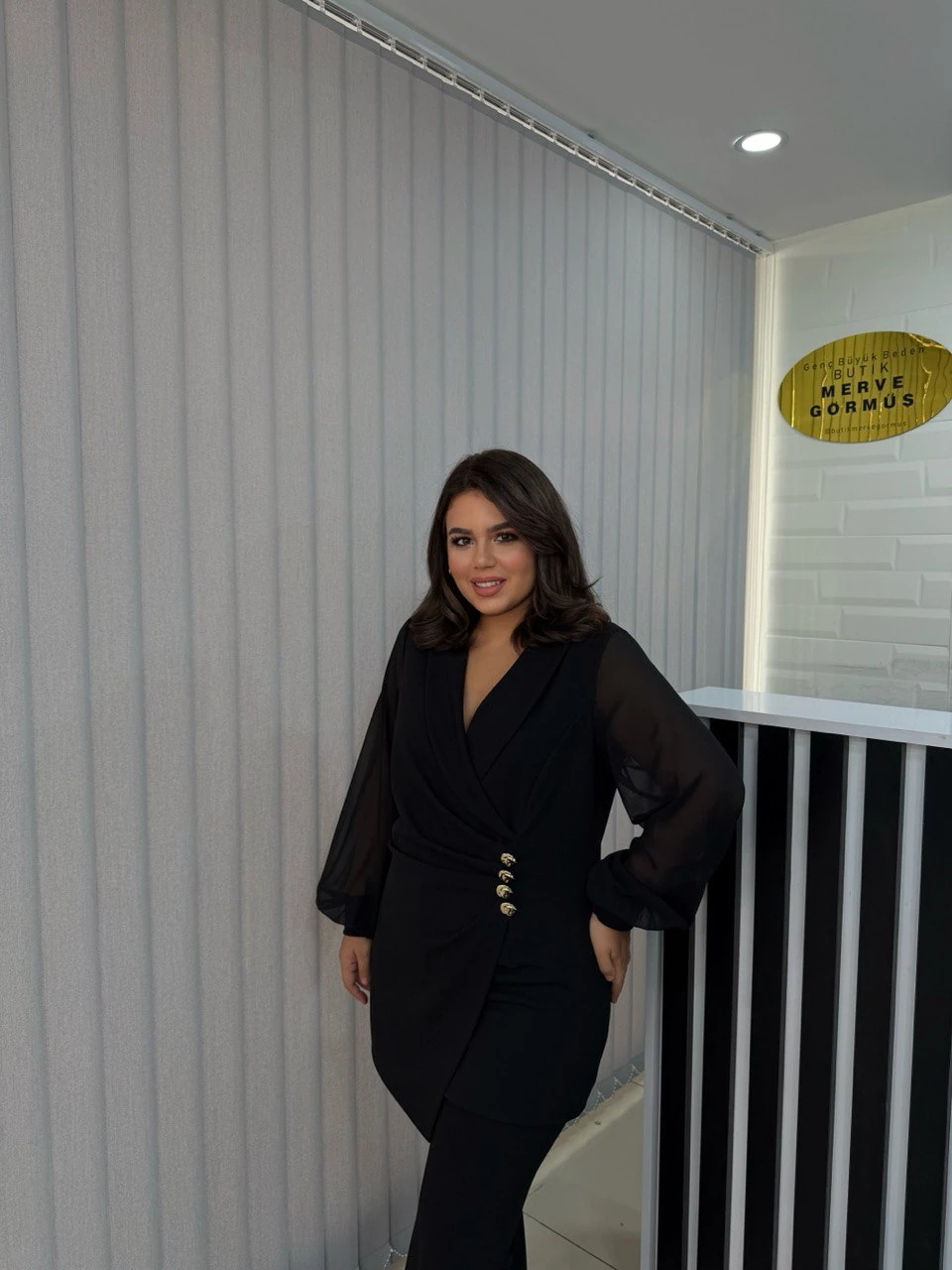 Dört Süs Gold Düğmeli Kruvaze Bluz