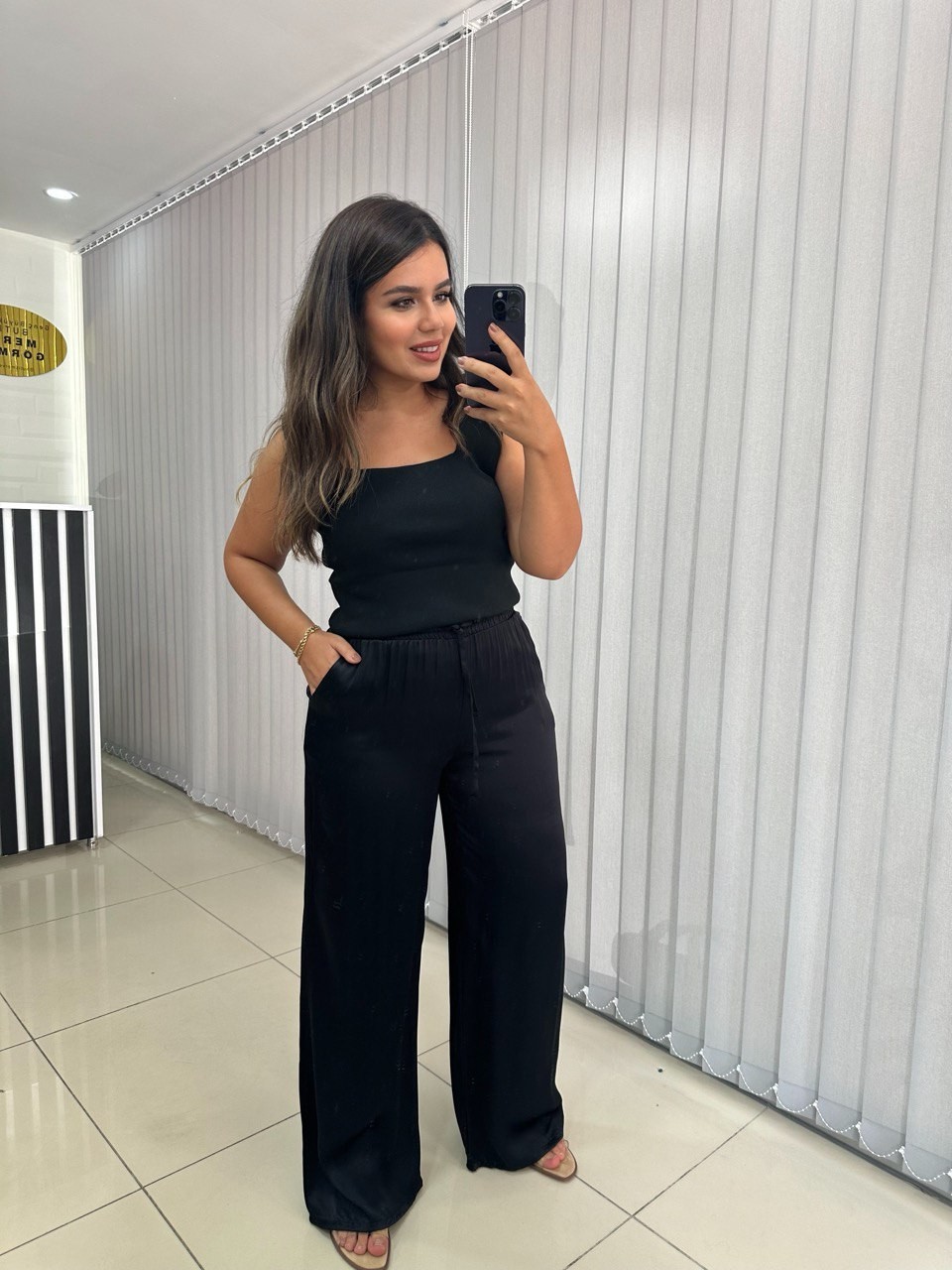 Saten Beli Lastikli Pantolon