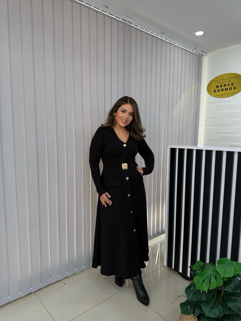 Alya Kemer Detaylı V Yaka Modal Elbise