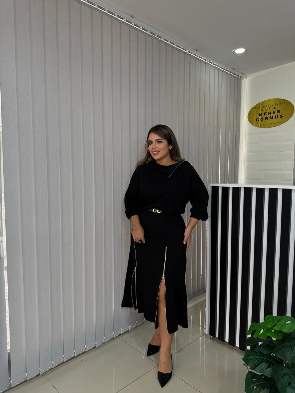 Fermuar Detaylı Elbise