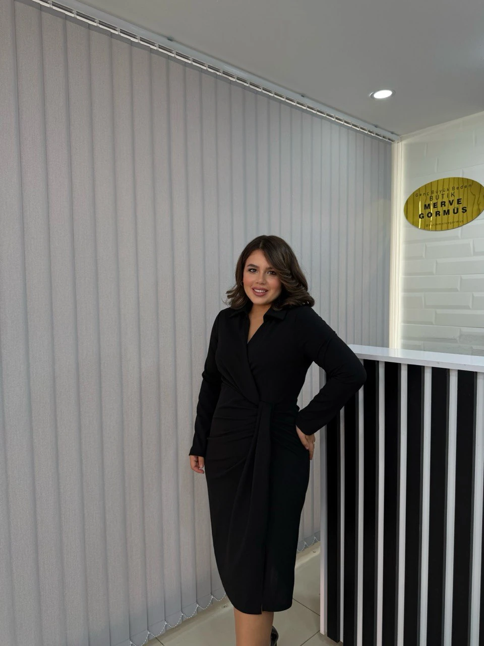 Luvia Kruvaze Pile Detaylı Elbise