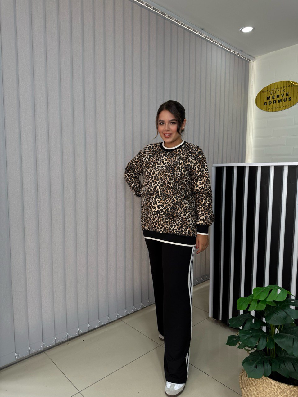 Leopar Desenli İkili Takım