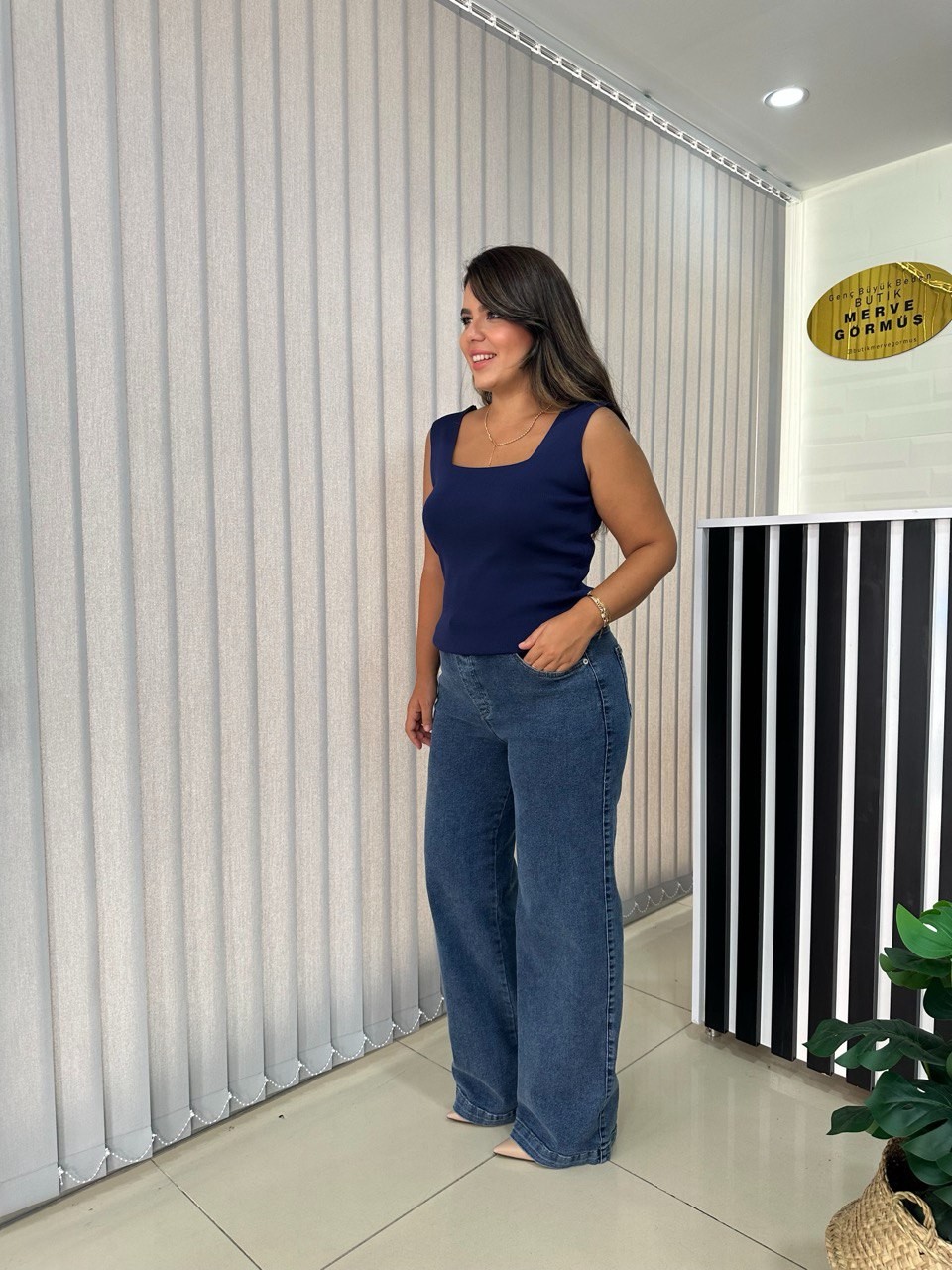 Denim Beli Lastikli Pantolon