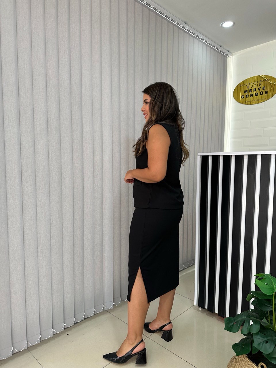 Viva Beli Lastikli Likralı Krep Etek