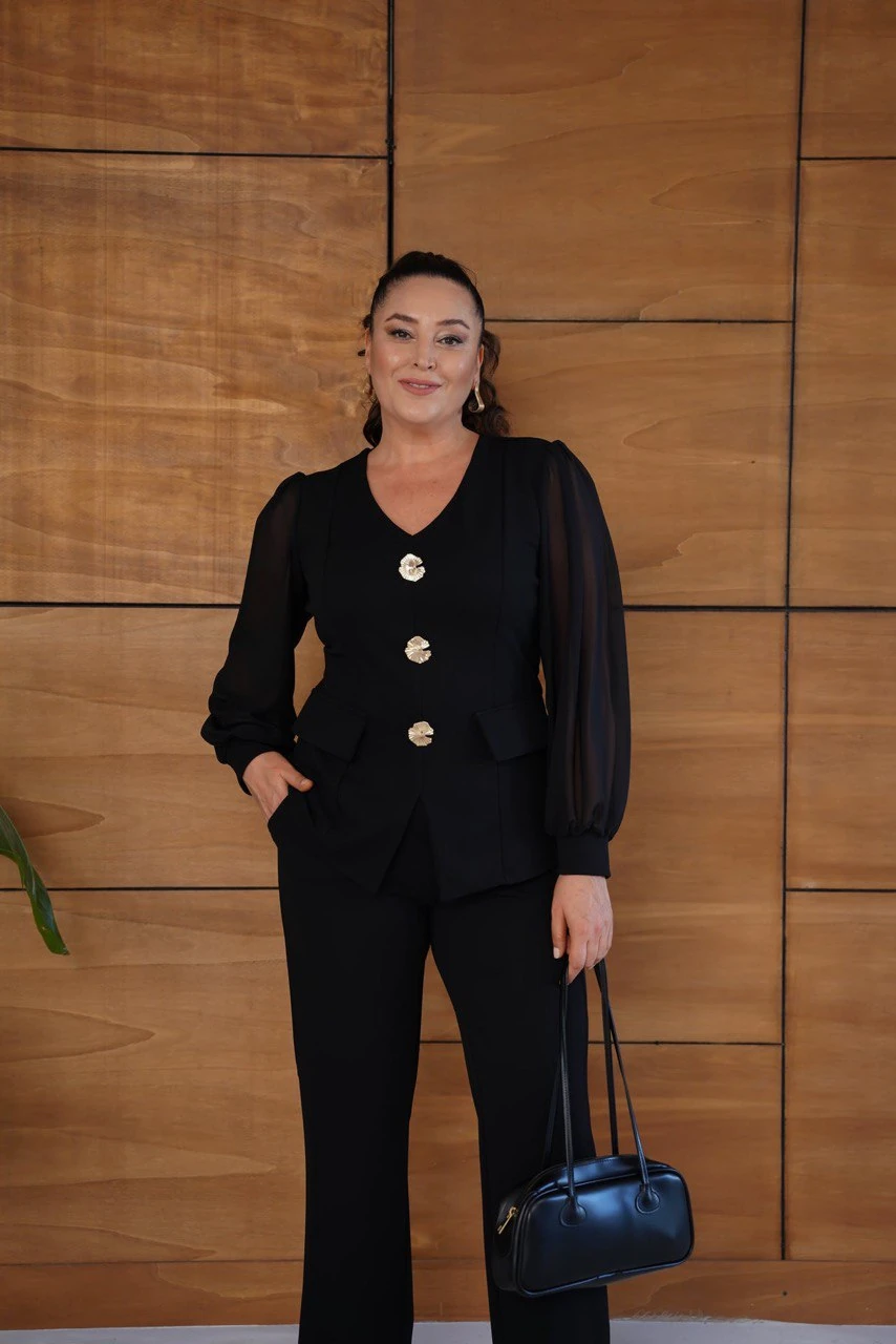 Çiçek Broş Detaylı İkili Takım