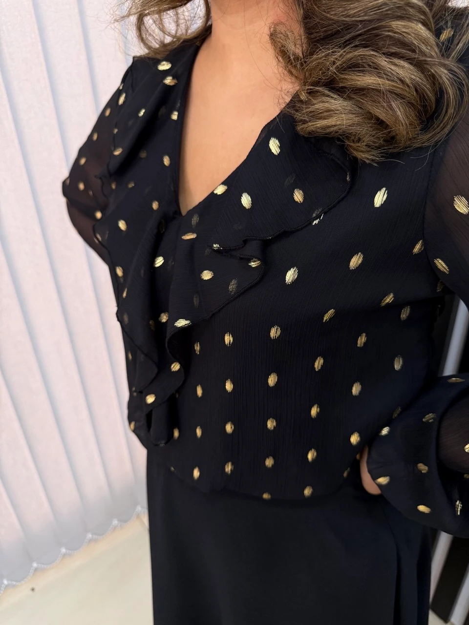 Gold Etek Bluz Görünümlü Elbise