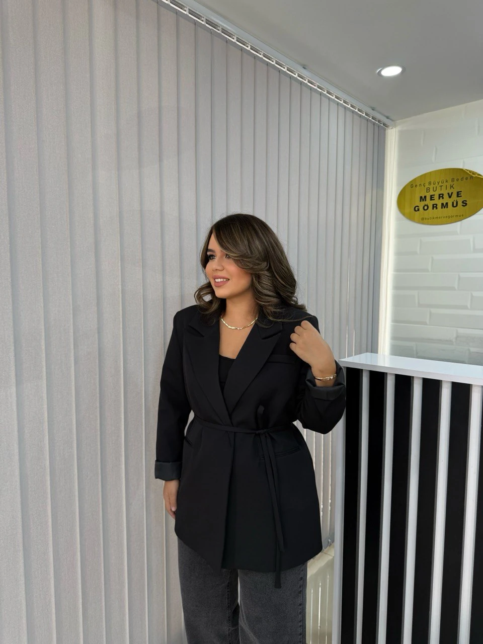 Bağlama Detay Blazer Ceket