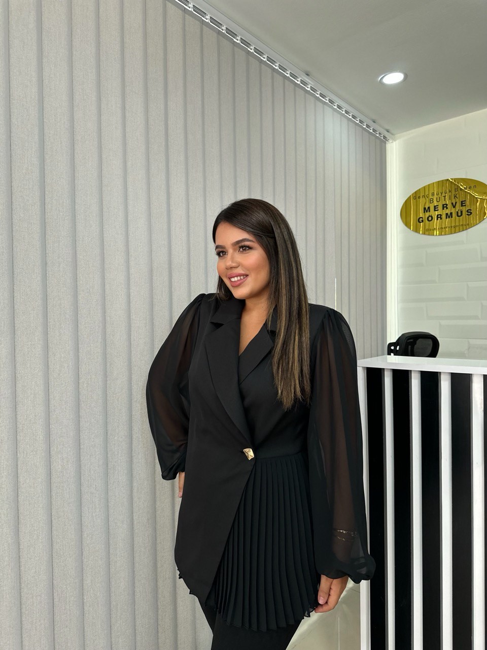 Şifon Kol Premium Vatkalı Tasarım Ceket