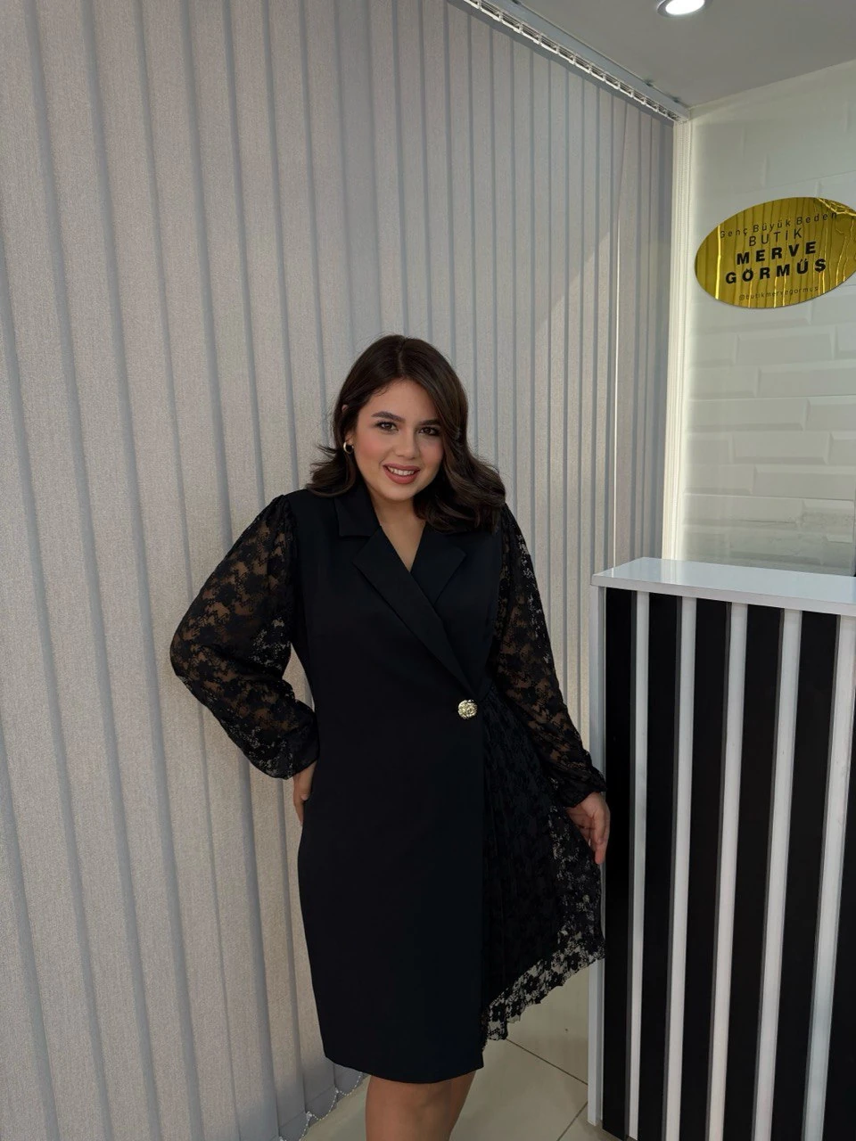 Kruvaze Dantelli Duble Elbise