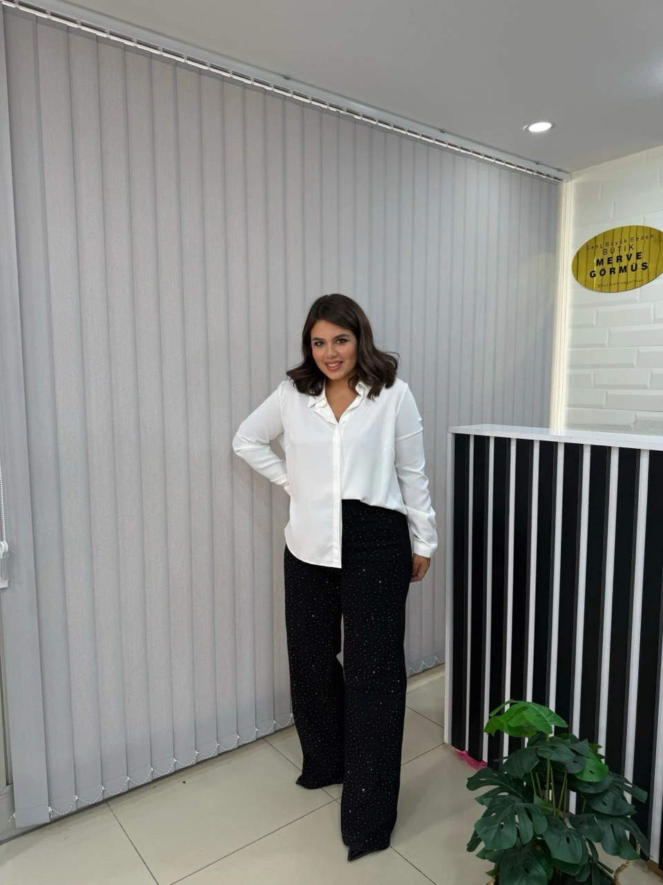 Taşlı Denim Palazzo Pantolon