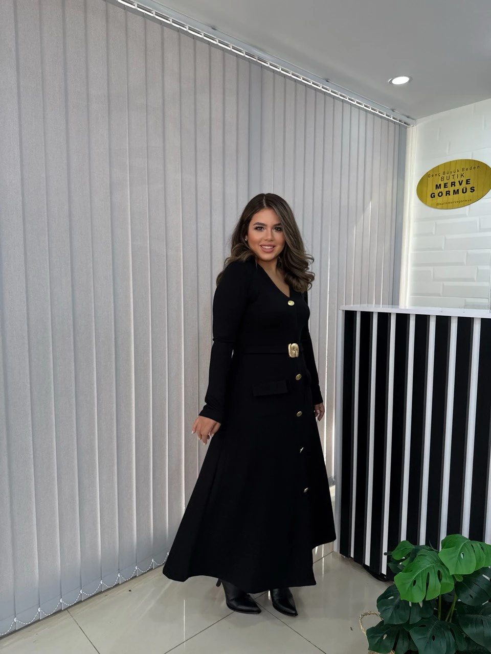 Alya Kemer Detaylı V Yaka Modal Elbise