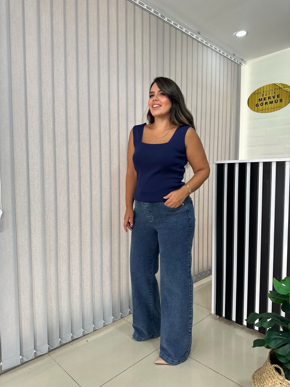 Denim Beli Lastikli Pantolon