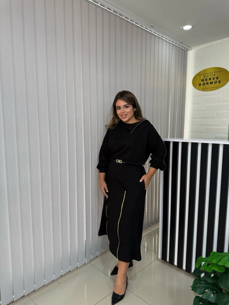 Fermuar Detaylı Elbise