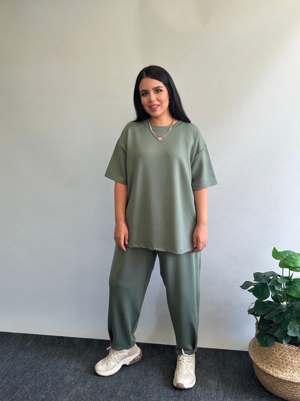 Viona Oversize Modal İkili Takım - Yeşil