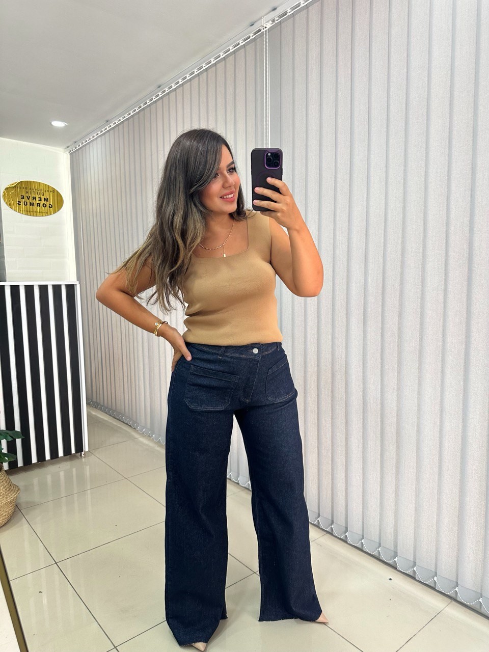 Önü Cepli Denim Pantolon