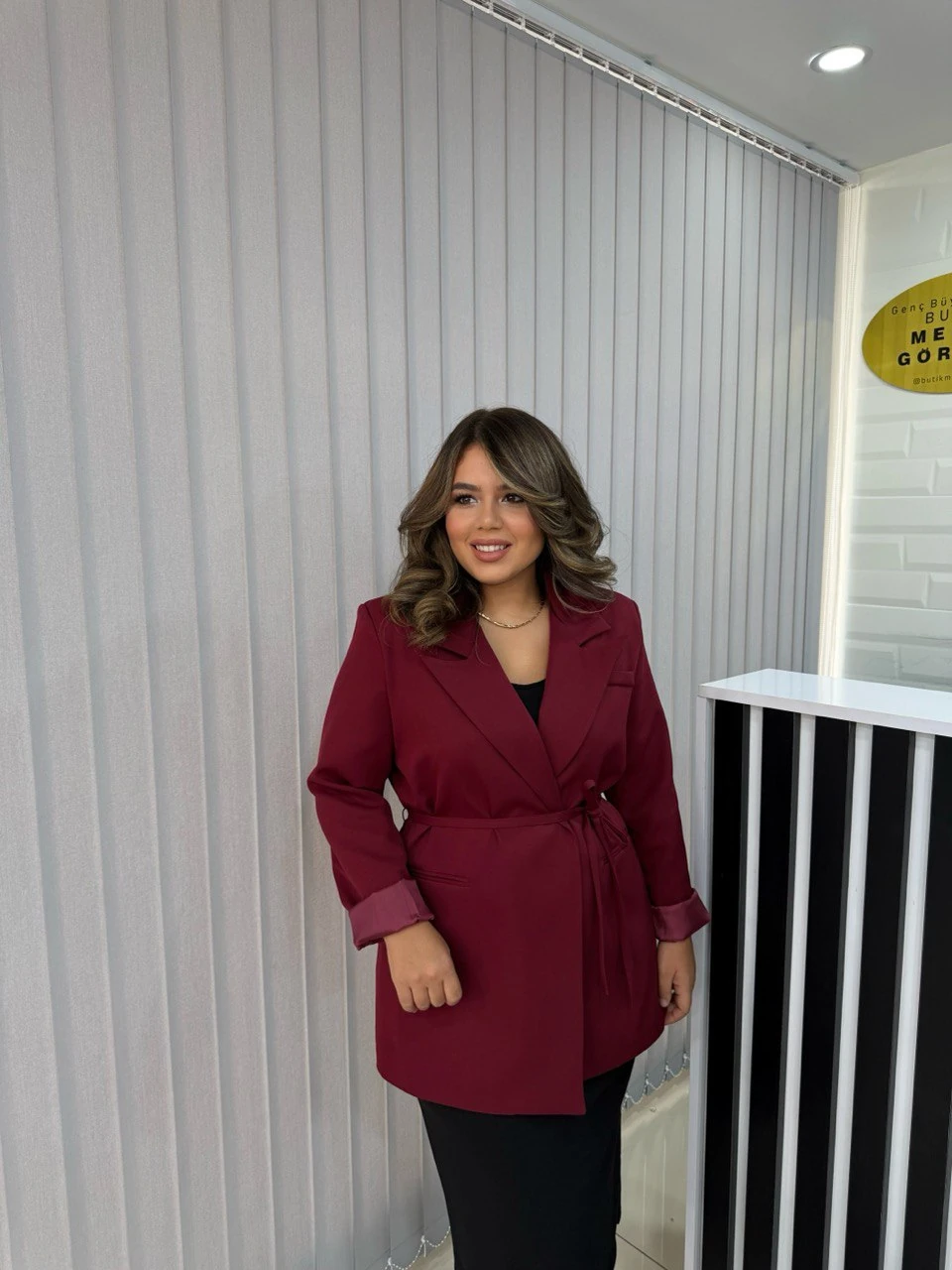 Bağlama Detay Blazer Ceket - Bordo