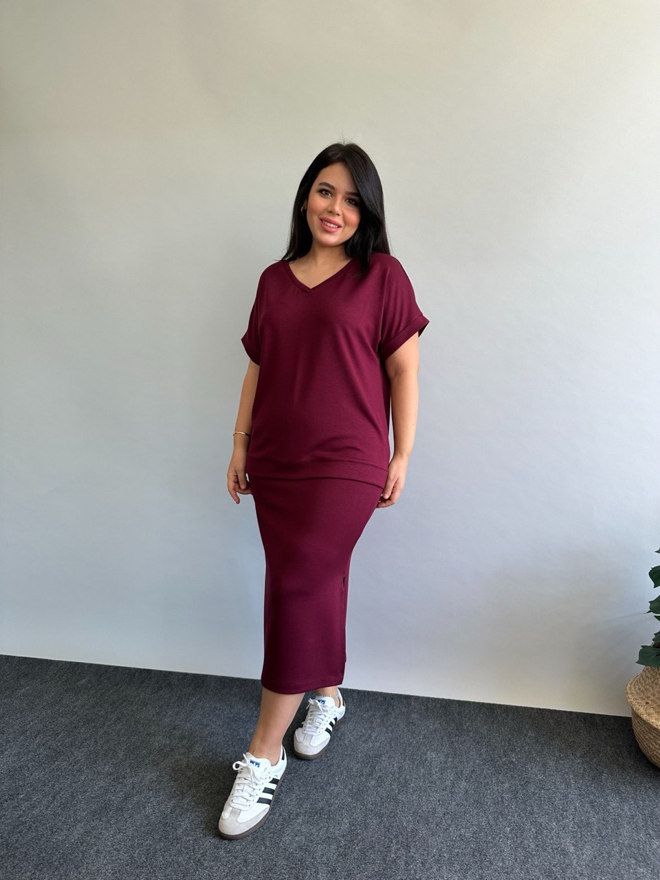 Soft Modal Etekli Takım - Bordo