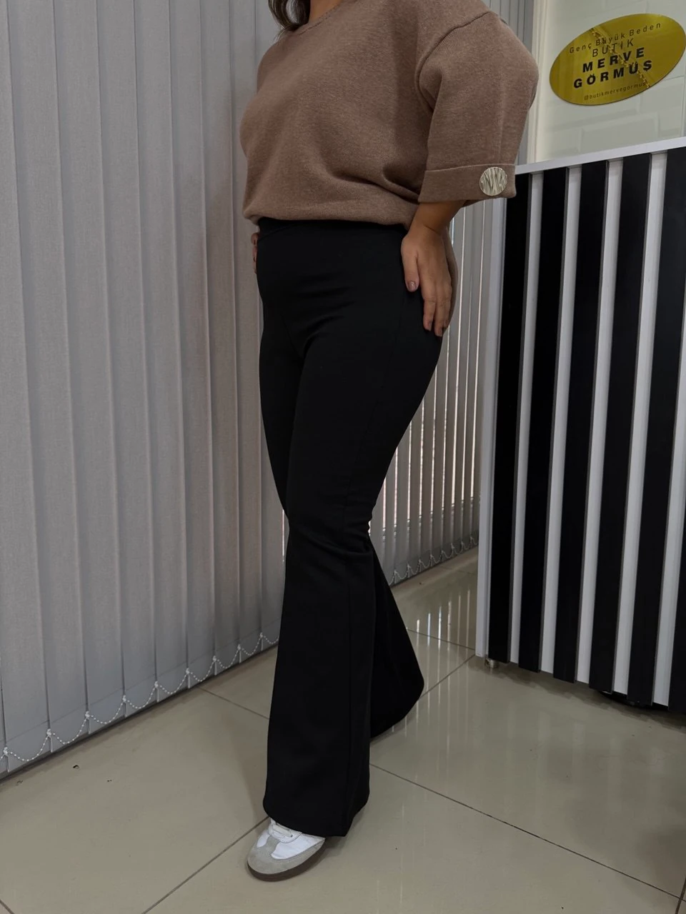 İspanyol Paça Büyük Beden Kışlık Çelik Örme Tayt