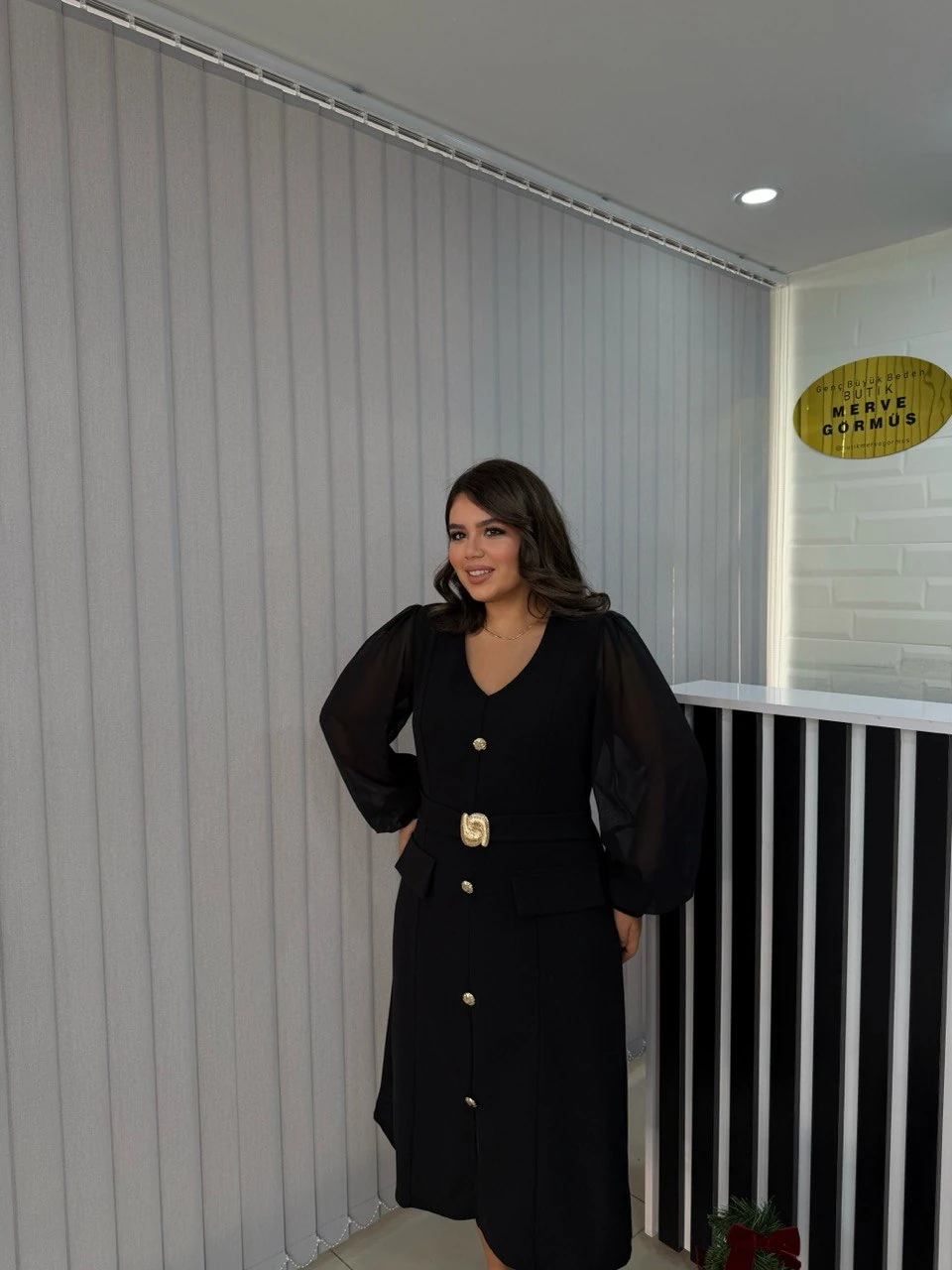 Clara Kemer Gold Detaylı Elbise