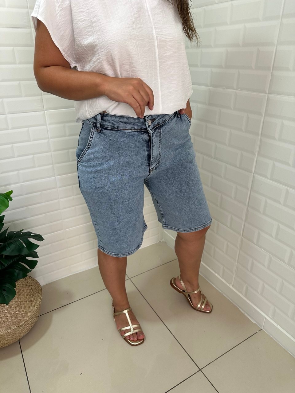 Bermuda Kar Yıkama Denim Şort
