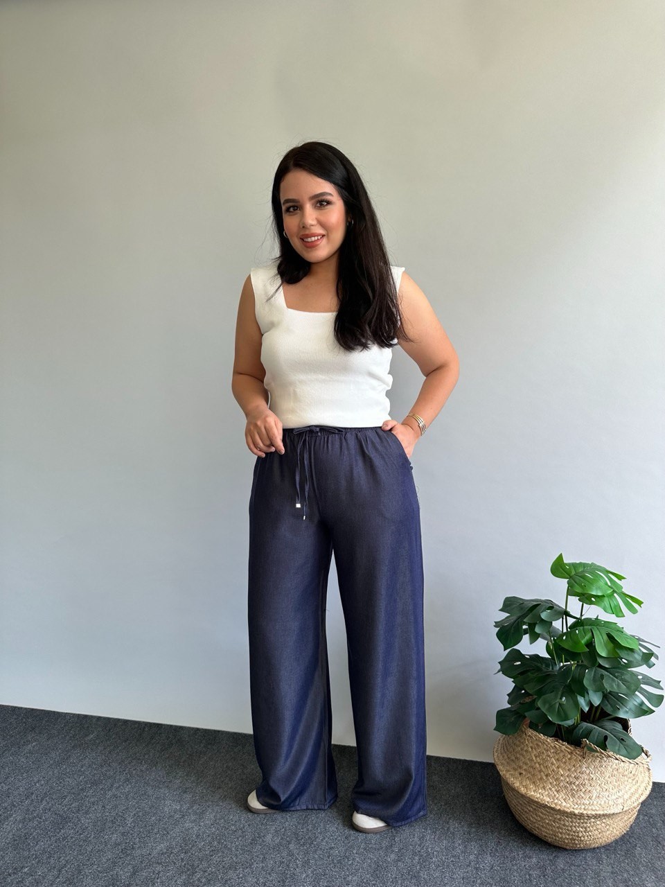 Tensel Beli Lastikli Pantolon