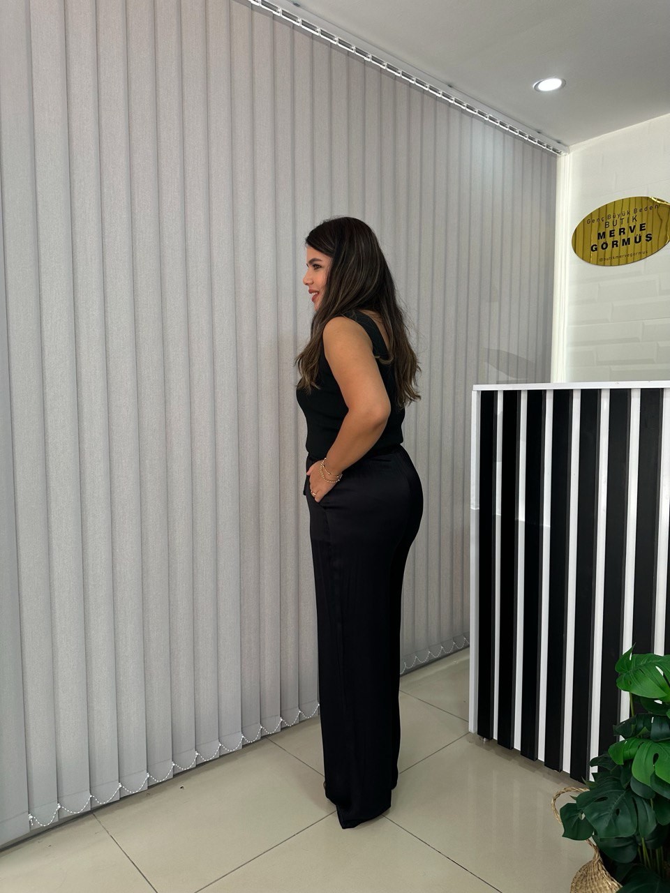 Saten Beli Lastikli Pantolon
