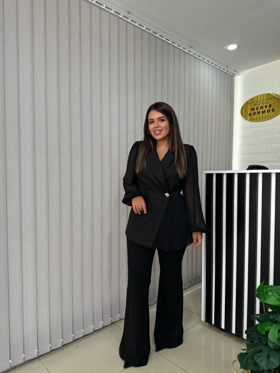 Şifon Kol Premium Vatkalı Tasarım Ceket