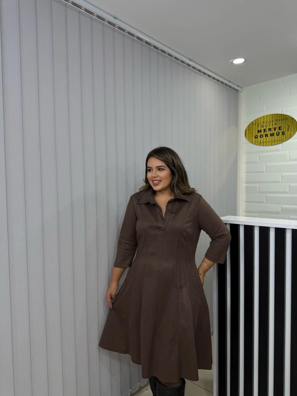 Miel Nubuk Süet Elbise