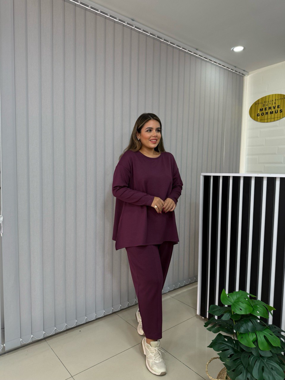 Lady Şalvar Pantolonlu Modal Takım - Bordo