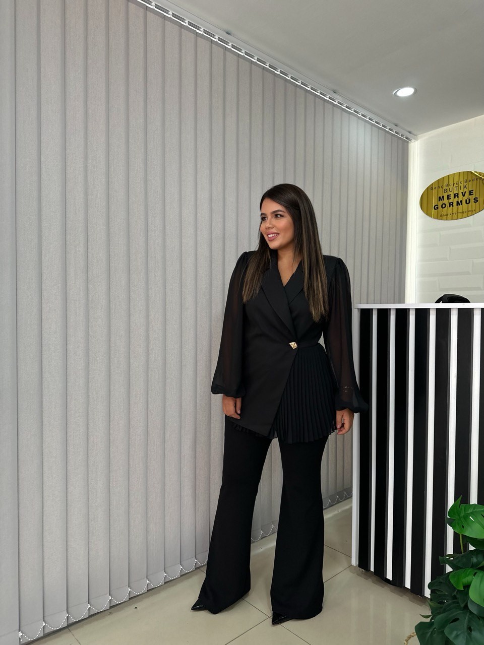 Şifon Kol Premium Vatkalı Tasarım Ceket
