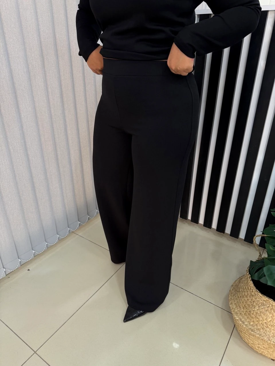 Astra Beli Lastikli Palazzo Pantolon