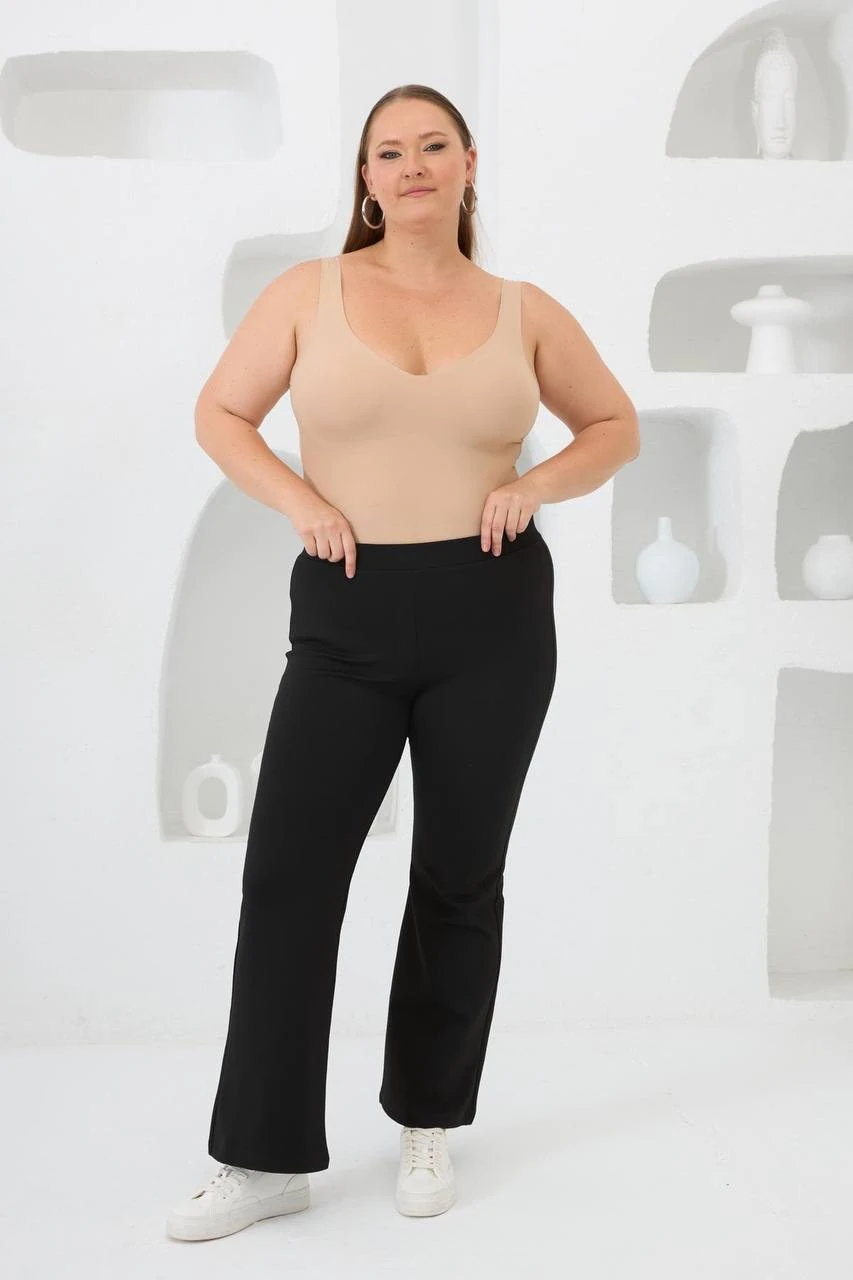 İspanyol Paça Büyük Beden Kışlık Çelik Örme Tayt