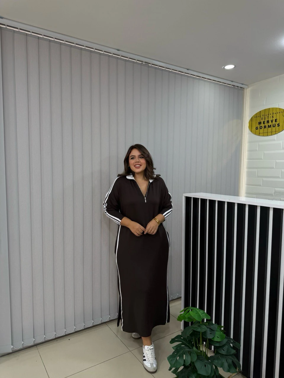 3 Şerit Biyeli Likralı Elbise