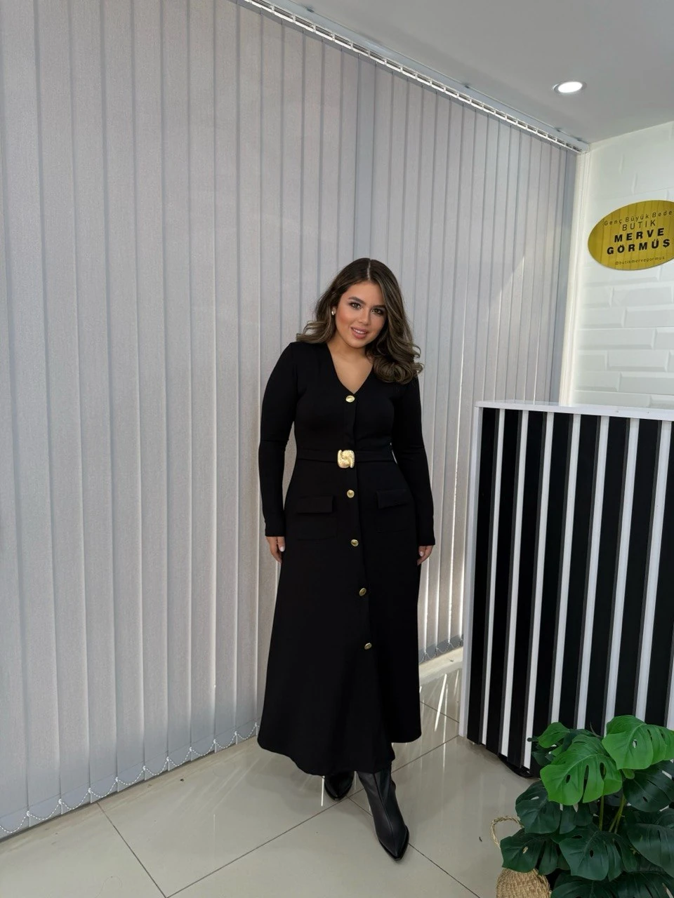 Alya Kemer Detaylı V Yaka Modal Elbise