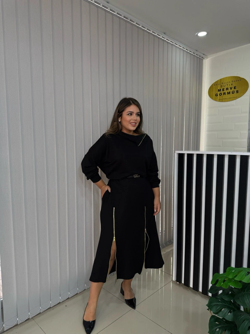 Fermuar Detaylı Elbise