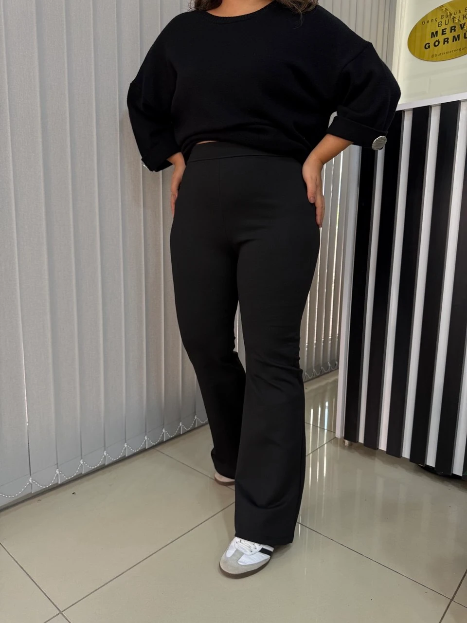 İspanyol Paça Büyük Beden Kışlık Çelik Örme Tayt