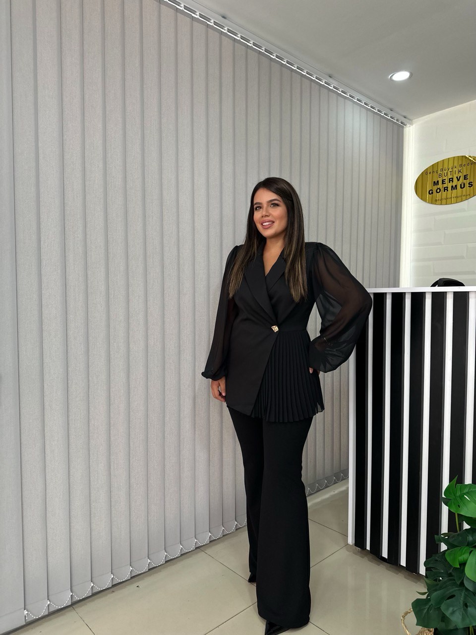 Şifon Kol Premium Vatkalı Tasarım Ceket