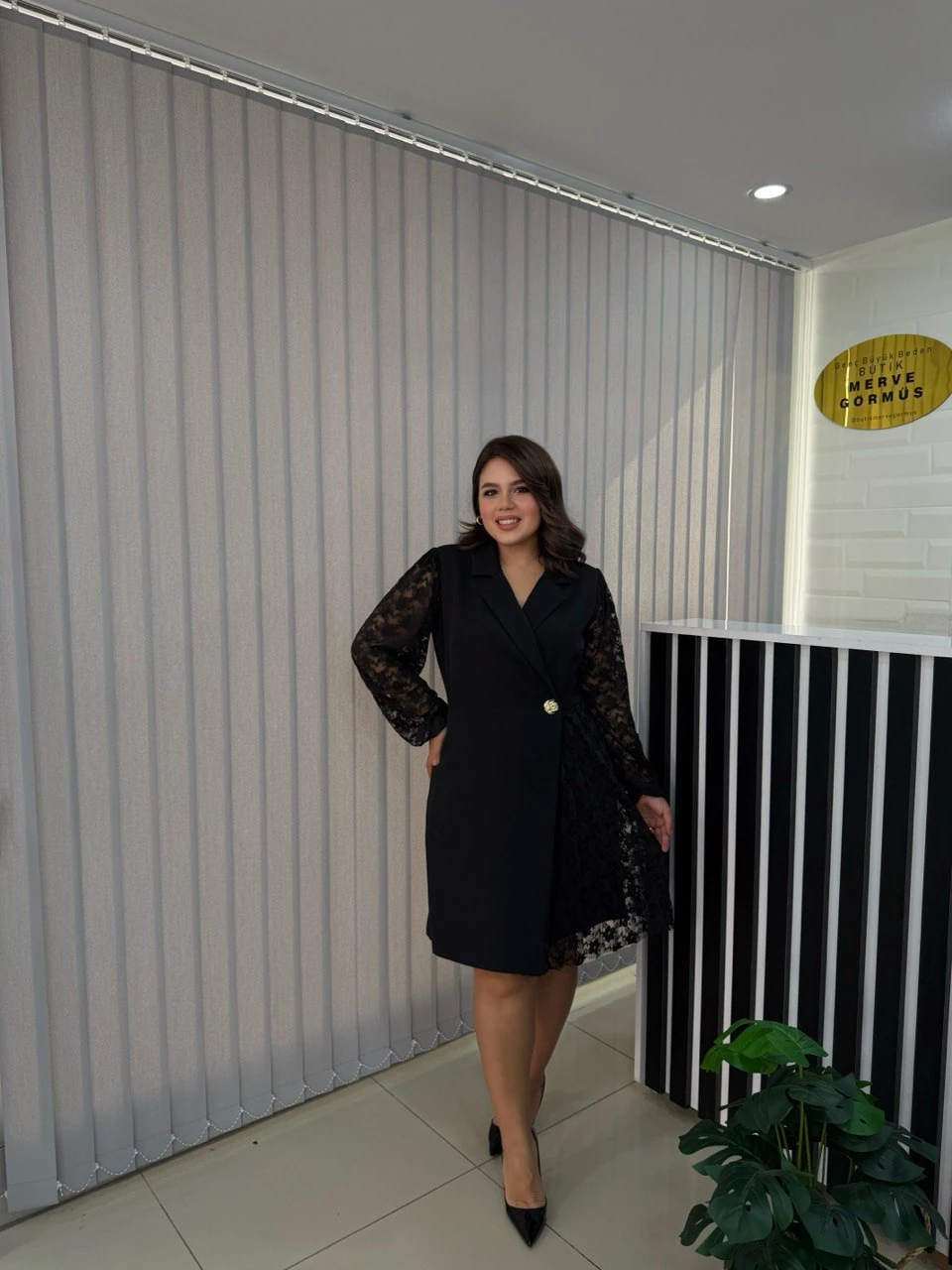 Kruvaze Dantelli Duble Elbise