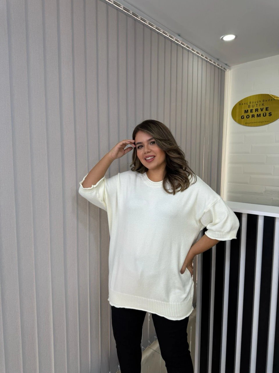 Sosis Yaka İtalyan Triko - Ekru