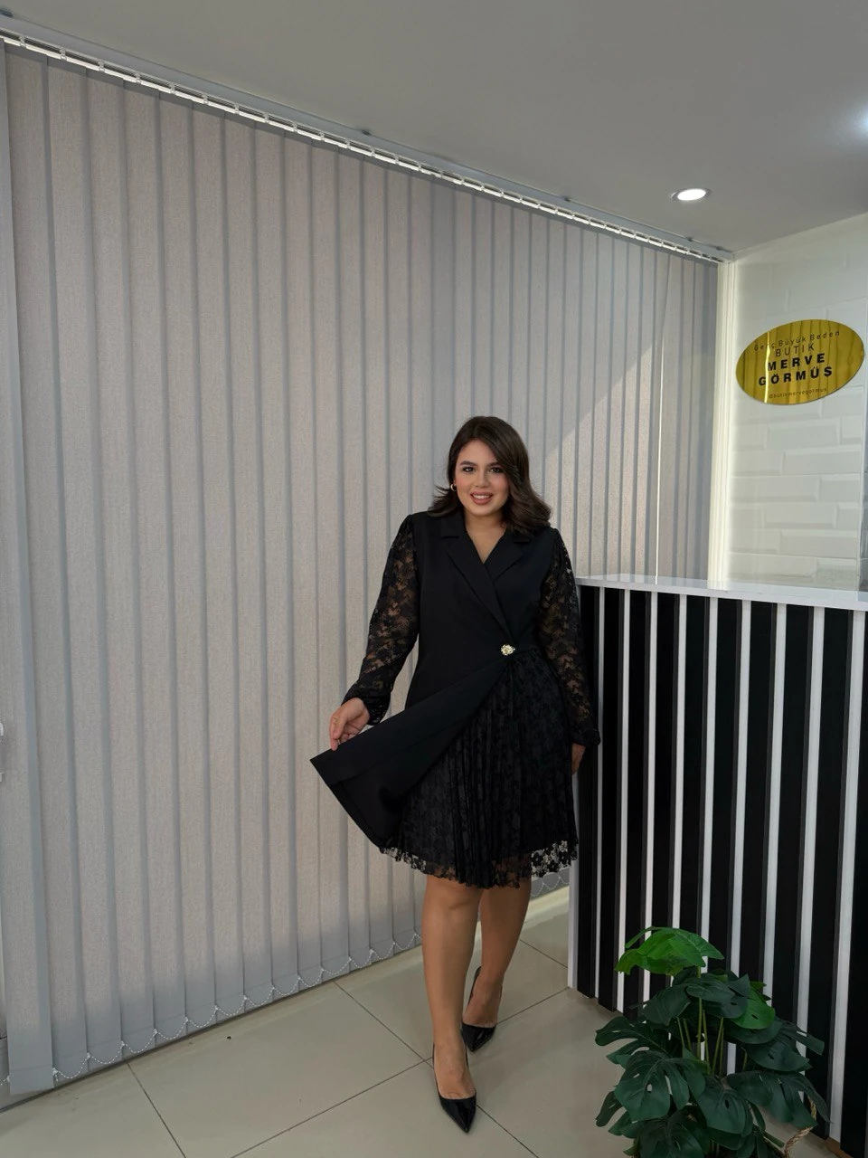 Kruvaze Dantelli Duble Elbise