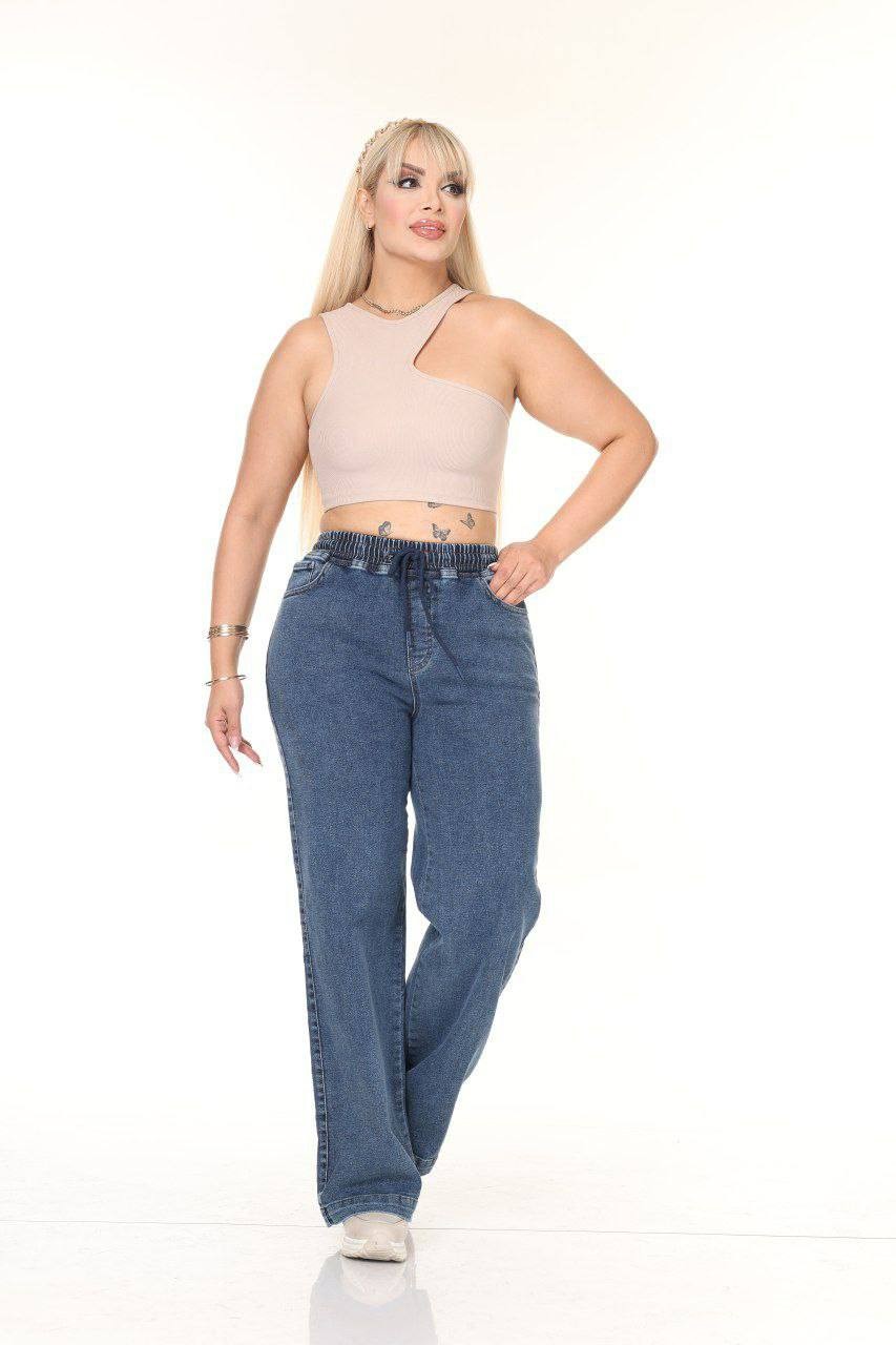 Denim Beli Lastikli Pantolon