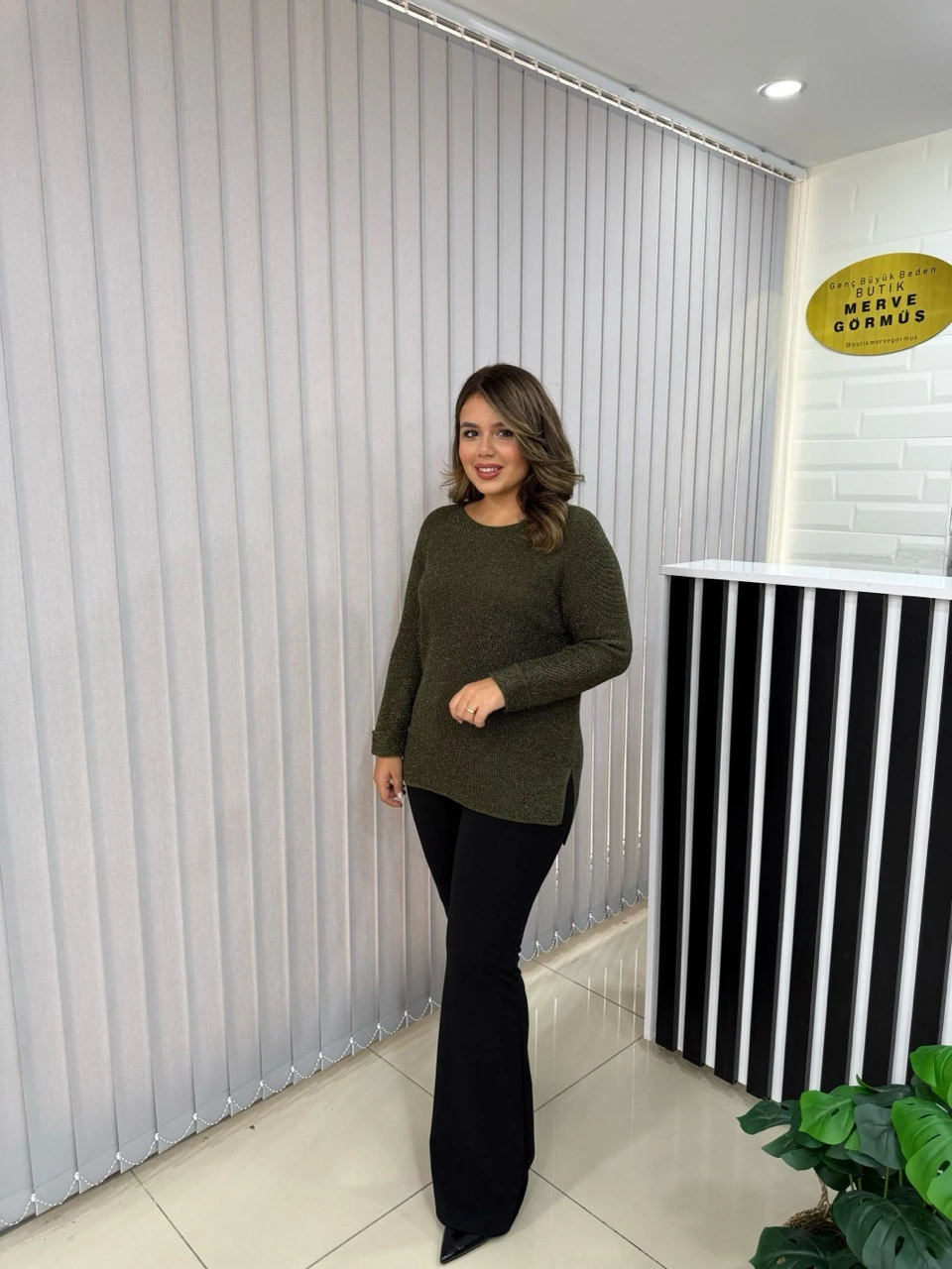 Duble Kol Simli Triko Bluz