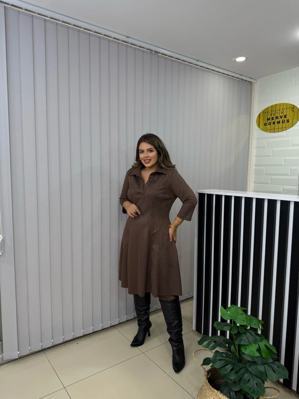 Miel Nubuk Süet Elbise