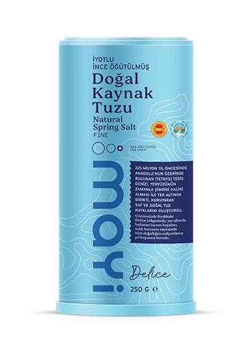 ÖĞÜTÜLMÜŞ SOFRA TUZU 250 GR (İYOT İLAVELİ TUZLUKLU)