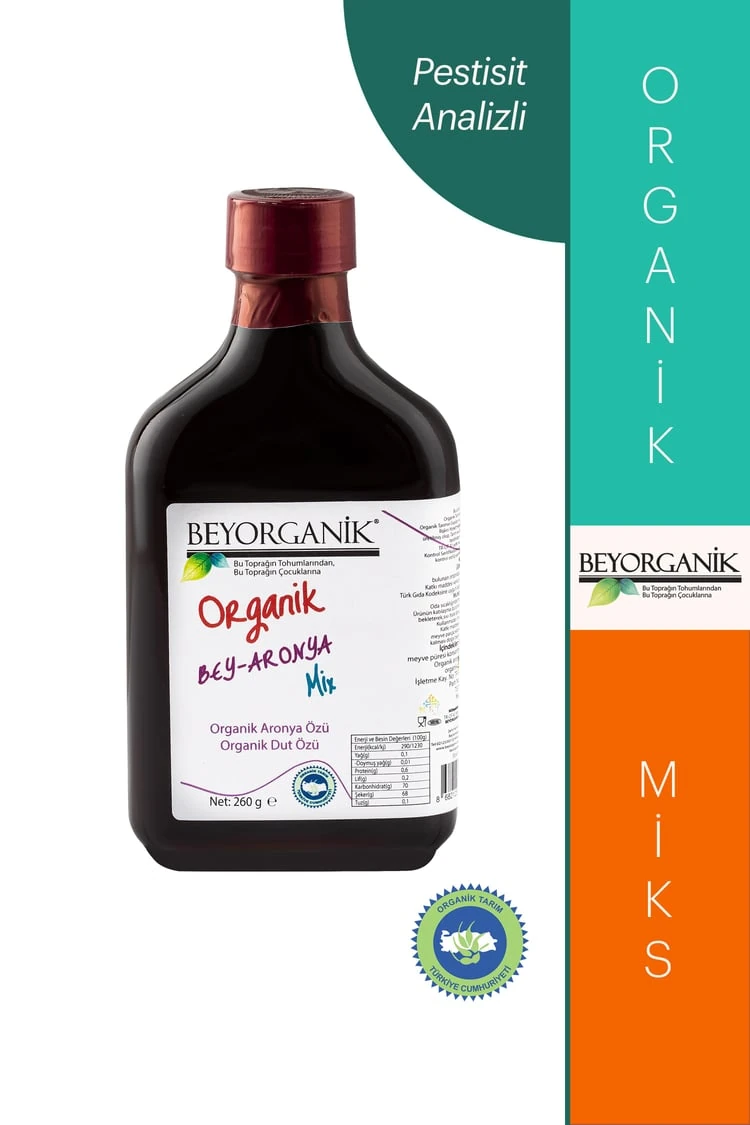 Organik BEY ARONYA Mix 260gr Gerçek Meyve Parçacıklı (PESTİSİT VE AĞIR METAL ANALİZLİ)