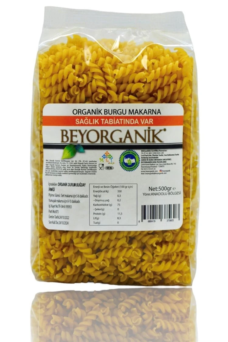 Organik Burgu Makarna 500gr (Pestisit ve Aflatoksin Analizli)