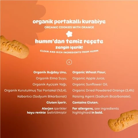 Organik Vegan Portakallı Kurabiye - 55g