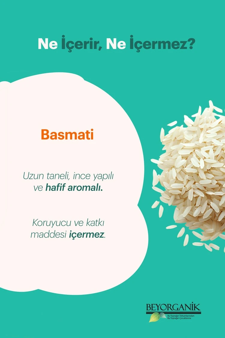 Organik Basmati Pirinç 500gr (PESTİSİT VE AFLATOKSİN ANALİZLİ)