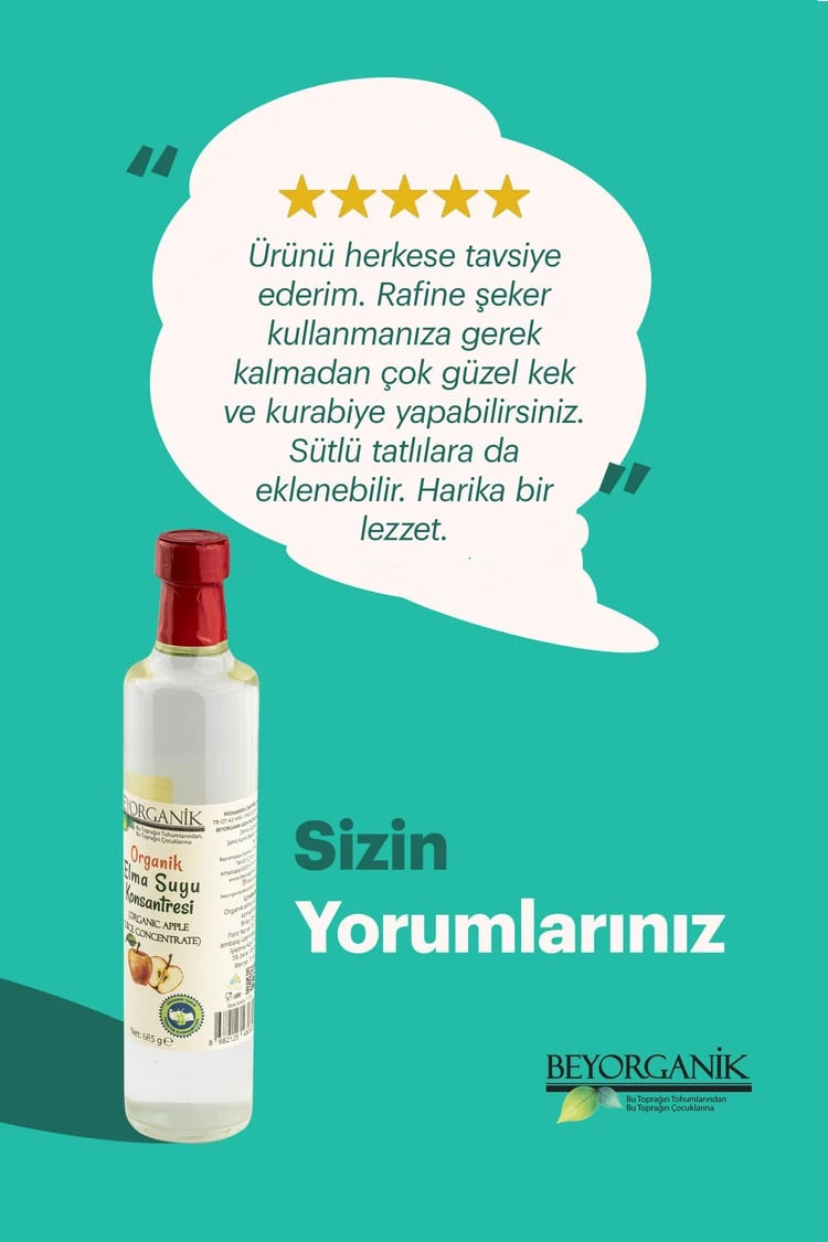 Organik Elma Suyu Konsantresi 685ml (PESTİSİT VE AĞIR METAL ANALİZLİ)